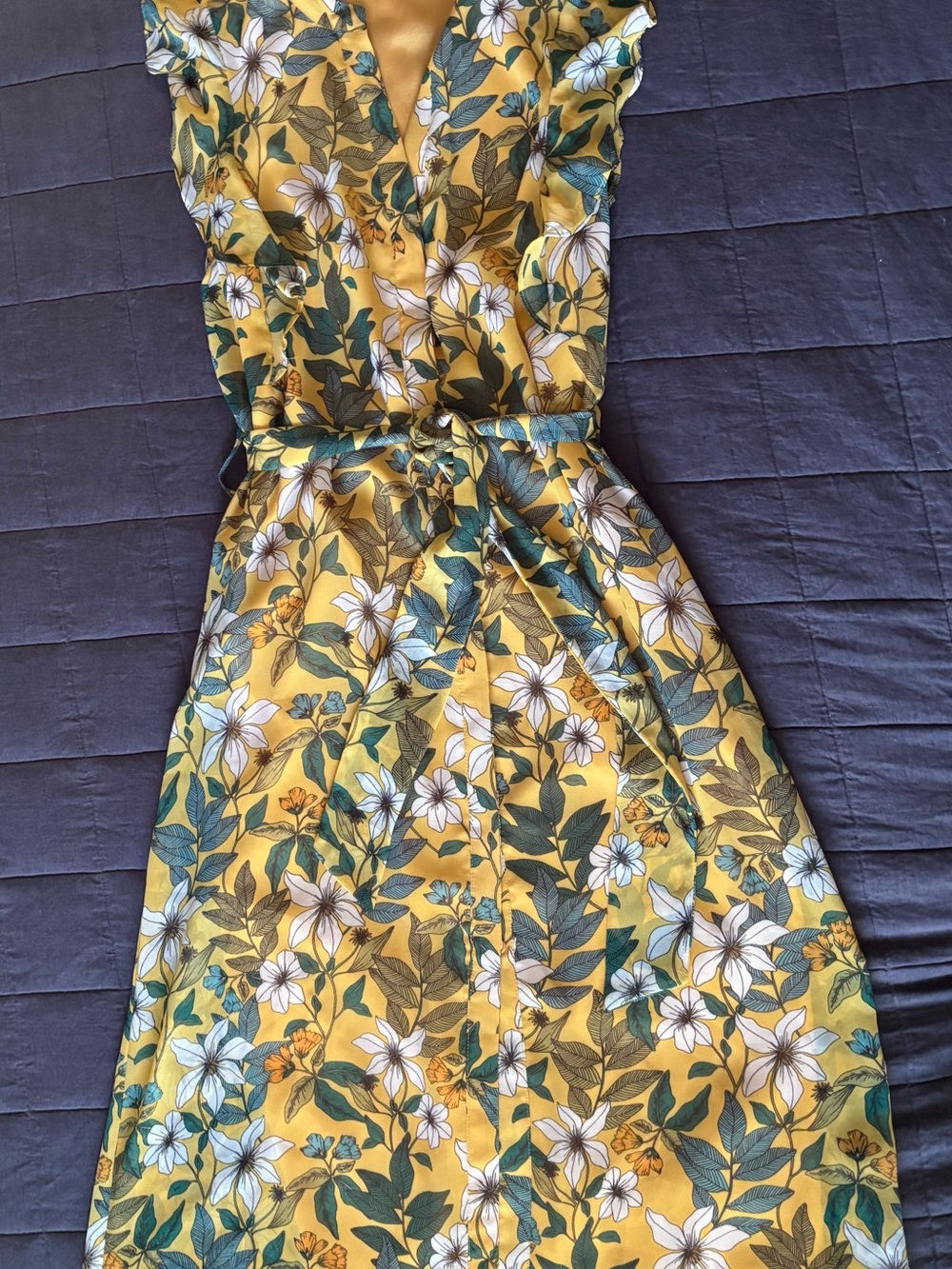 Who What Wear Yellow Floral Midi Dress